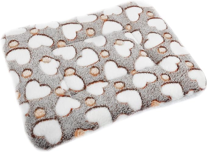 Small Animal Bed Mat, Soft & Warm, Suitable for Guinea Pig, Hamster, Rabbit, Rat and Bearded Dragon (XX-Large(19.7''x15.7''), Heart Brown)