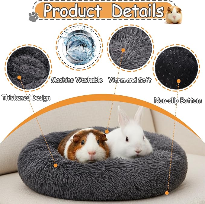 Guinea Pig Beds, Small Animal Bedding, Cozy Bed Mat, Thickened and Warm Winter Guinea Pig Beds for Dwarf Rabbits, Chinchillas, Hamsters, Hedgehogs, Ferrets Dark Grey
