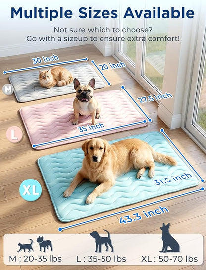furrybaby Dog Cooling Mat for Large Dogs, 43"x32" Self Cooling Pet Cooling Mat for Dogs & Cats, QMAX>0.5, Thickened Cool Fiber, Cooling pad for Dog Bed, Durable Portable Indoor/Outdoor Summer,Pink