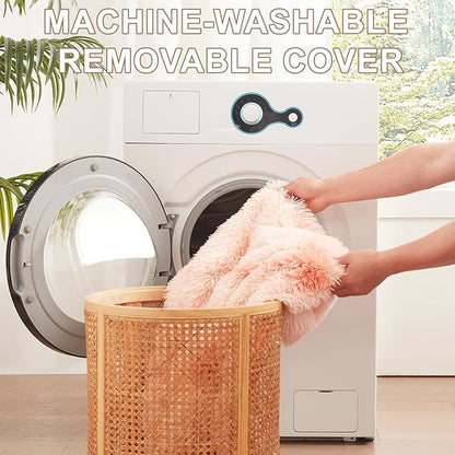 36 inches Donut Dog Bed for Large Dogs - Calming Fluffy Round Pet Bed with Removable & Washable Cover,Fits up to 80 lbs Pets (Tie-dye Pink,Large)