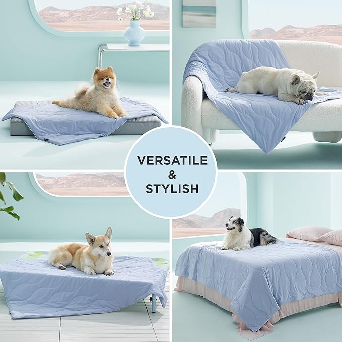 Bedsure Premium Cooling Blanket for Medium Dog - Q-MAX>0.5, Breathable Summer Washable Cold Pet Throw Blanket, Soft Durable Self Cooling Cat Mat for Hot Weather, Powder Blue, 30x40