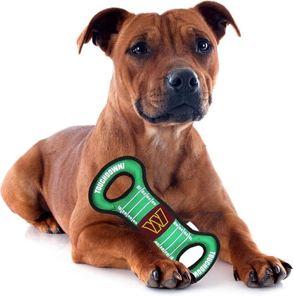 Pets First NFL Washington Commanders Football Field Dog Toy with Double Rim Stitching & Inner Squeaker, Team Color (WAC-3030)