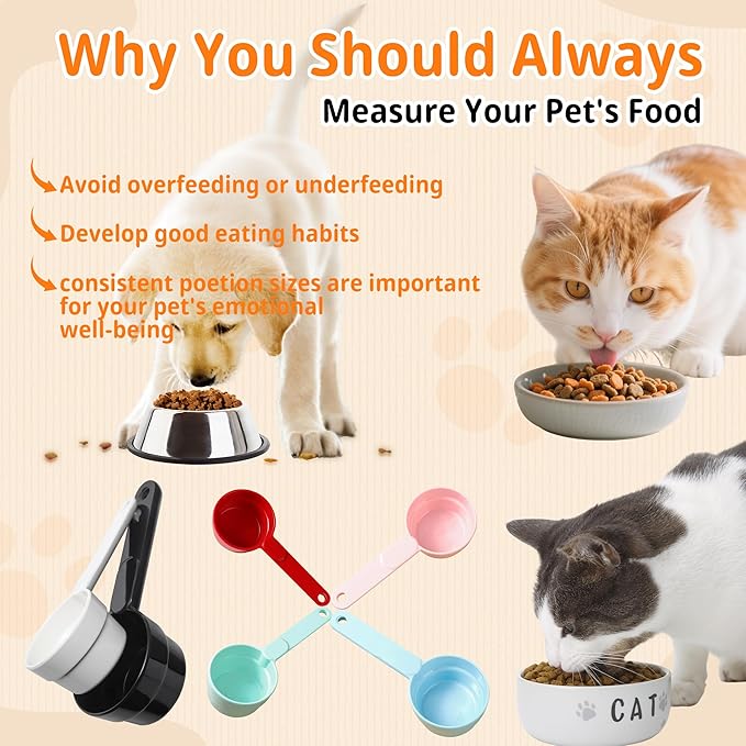 Dog Cat Food Scoop - Pet Food Scoop Dog Food Measuring Cup 1/2 1/4 Cup, Comfortable Long Handle for Easy to Scoop Food, Blue 1/2 Cup