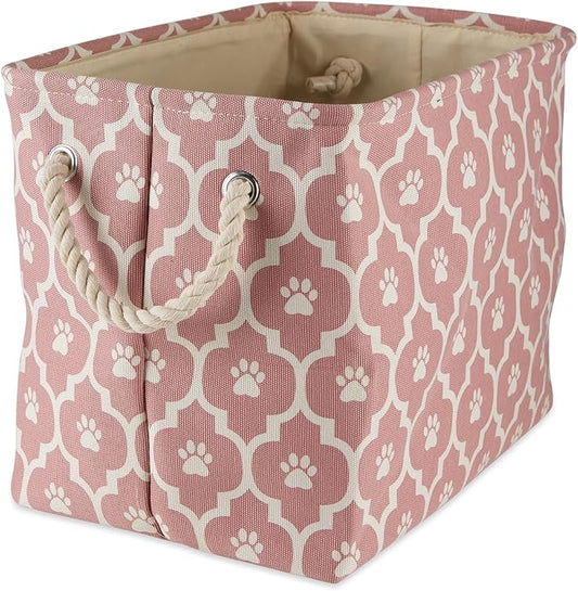 Bone Dry 6192 Pet Storage Collection Lattice Paw Print, Medium Rectangle, Rose