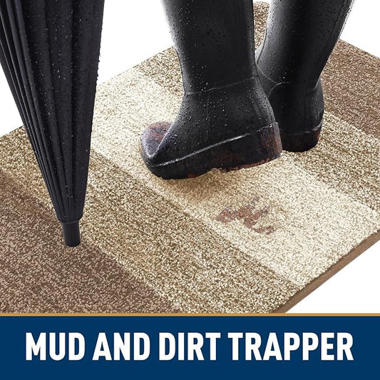 Smiry Dog Door Mat for Muddy Paws, Absorbs Moisture and Dirt, Low-Profile Entryway Mat with Non-Slip Backing, Entry Indoor Outdoor Doormat for Inside Floor (71x47 Inches, Khaki, Striped)