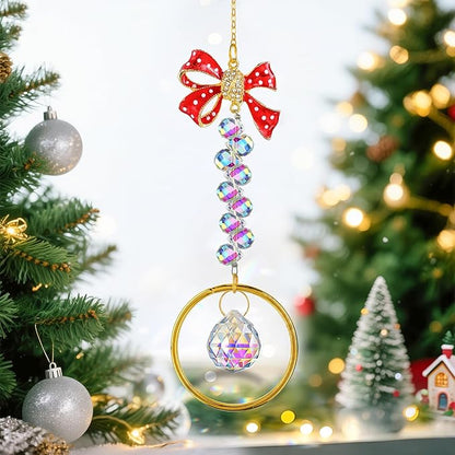 H&D HYALINE & DORA Crystal Suncatcher Rhinestones Bow-Knot Pendant Garden Sun Catcher Crystals Hanging Decor for Windows Christmas Home