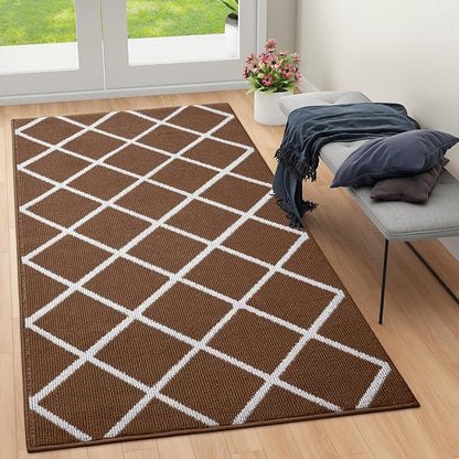Finchitty Indoor Door Mat, Dirt Resistant and Absorbent, Low-Profile, Non-Slip, Washable Inside Floor Mats for Front Door, Back, and Entrance, 59" x 35", Coffee