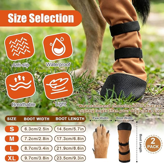 2 Pcs Dog Paw Wound Recovery Boots Non-Slip Dog Protector Boots for Injured Paw Breathable Soft Pet Shoes for Wound Care Outdoor Walking(M,Khaki)