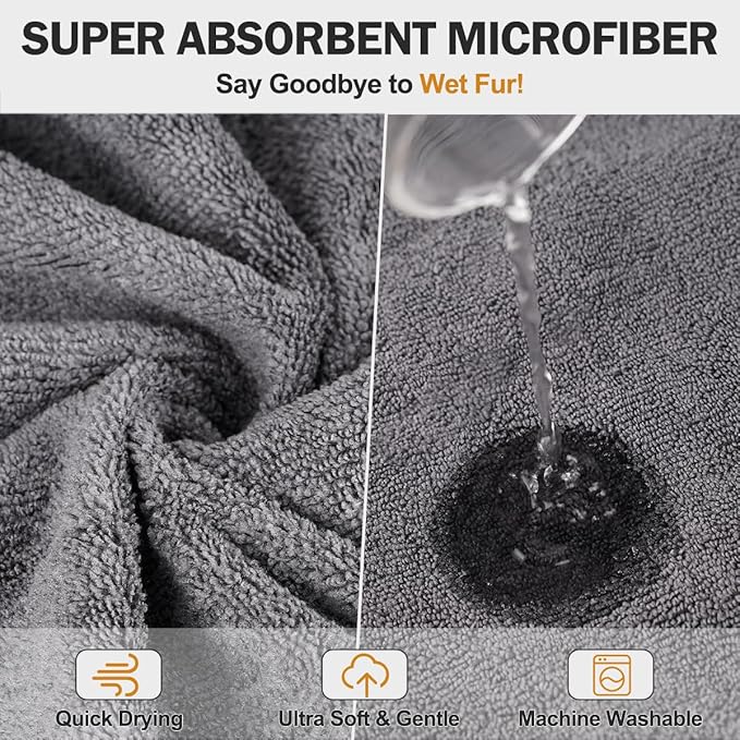 Super Absorbent Dog Bathrobe, Microfiber Dog Drying Coat Dog Bath Robe Towel for Small, Medium & Large Dogs, Quick Drying, Warm Keeping Dog Robes for After Bath Supplies