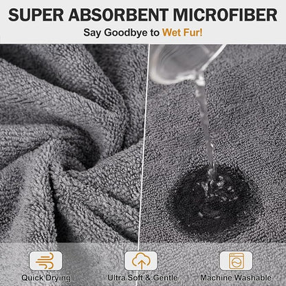 Super Absorbent Dog Bathrobe, Microfiber Dog Drying Coat Dog Bath Robe Towel for Small, Medium & Large Dogs, Quick Drying, Warm Keeping Dog Robes for After Bath Supplies
