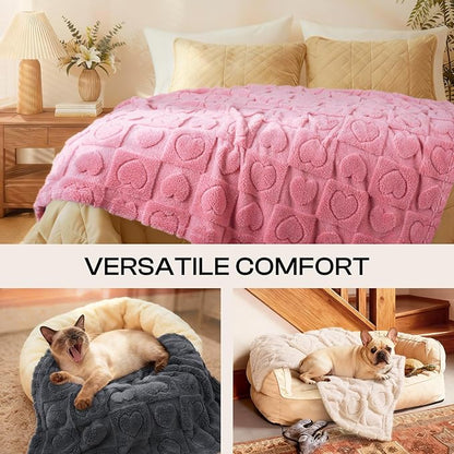 Luciphia 1 Pack 2 Small Dog Blanket Washable Pet Bed Cover Soft Fluffy Puppy Blanket with Premium Fleece 300GSM Cozy Calming Cat Blankets for Indoor Cats Pink 41x31 inch