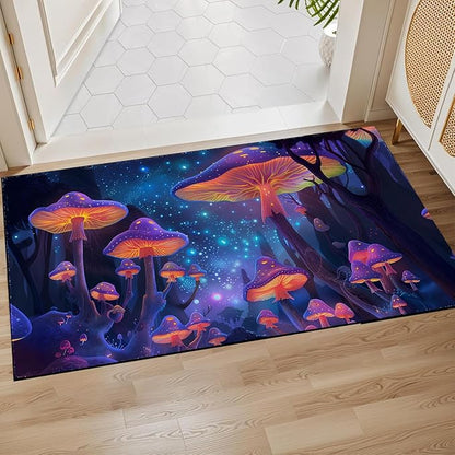 Mushroom Indoor Door Mat,Magic Plant Floor Doormat,17x29.5in,Non Woven Non Slip Rubber Backing Moon and Star Rug for Porch Insider,Bedroom,Kitchen,Doormats Gifts,Rv Camper Decor