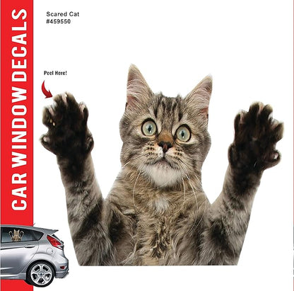 LEMONSODA Cat Car Window Decals Funny 3D Weatherproof Decals (Scared Cat)