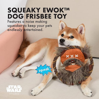 STAR WARS for Pets Dog Toy Ewok Plush Rope Frisbee Dog Toy | Plush Squeaky Pet Toy | Adorable Toys for All Dogs, Official Product