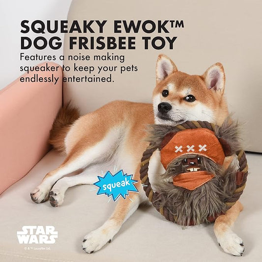 STAR WARS for Pets Dog Toy Ewok Plush Rope Frisbee Dog Toy | Plush Squeaky Pet Toy | Adorable Toys for All Dogs, Official Product