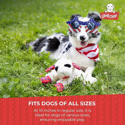 Multipet Lamb Chop Dog Plush Toy - Squeaky Toy for Small & Medium Dogs - Extra Soft Plush - Stuffed Animal for Cuddling & Playing (10",Cream,5 Squeakers),(Pack of 3)