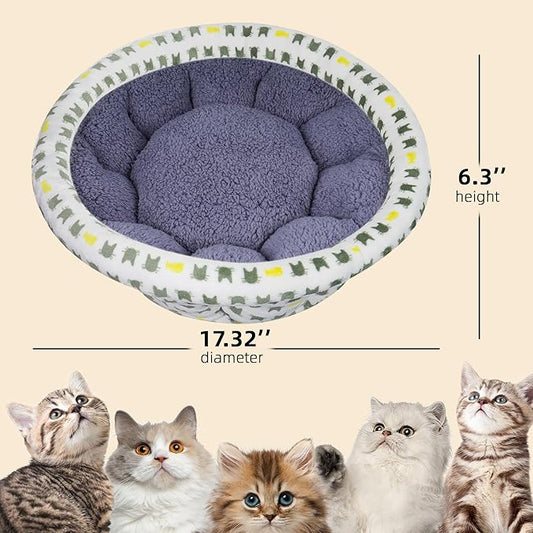 Super Soft Small Dog & Cat Bed, Anti-Anxiety Puppy Cuddler, Cozy Round Fluffy Plush Pet Bed, Machine Washable Faux Fur Donut Cuddler, Grey