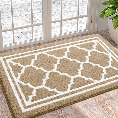 Buganda Indoor Door Mat, Dirt-Resistant and Absorbent Doormat, Anti-Slip, Low Profile Floor Mats for Inside Entryway, Front, and Back Door Entrance (36x24 Inches, Beige)