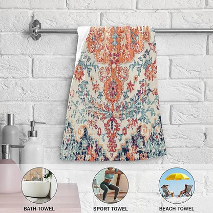 2 Pack Vintage Boho Hand Towels for Bathroom,Soft Absorbent Rustic Orange Southwest Ethnic Bohemian Bath Hand Towels for Kitchen,Decorative Guest Bathroom Towels for Face,Shower,Gym 14"x28"