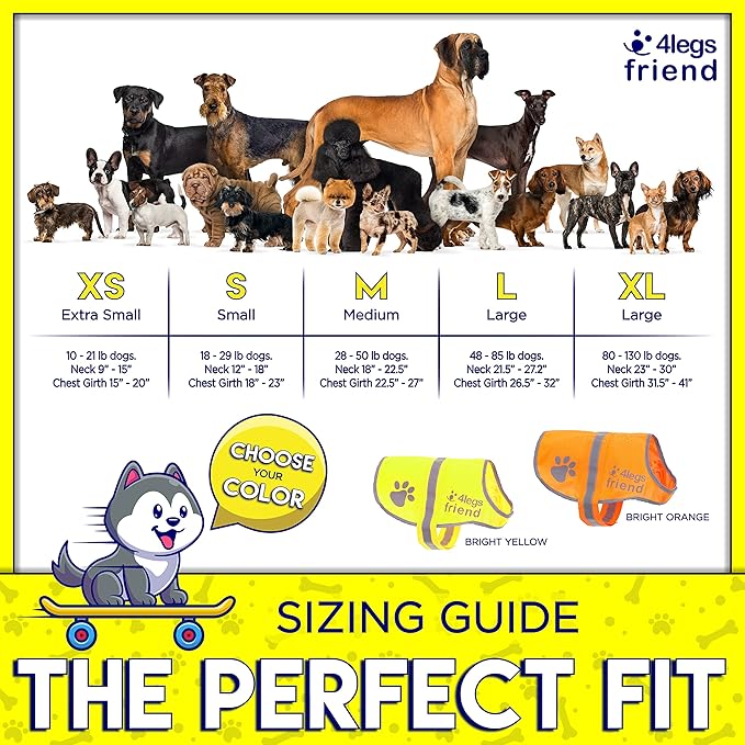 Safety Reflective Vest for Dogs - High Visibility for Outdoor Activity Day and Night, Protect Your Pet from Cars & Hunting Accidents