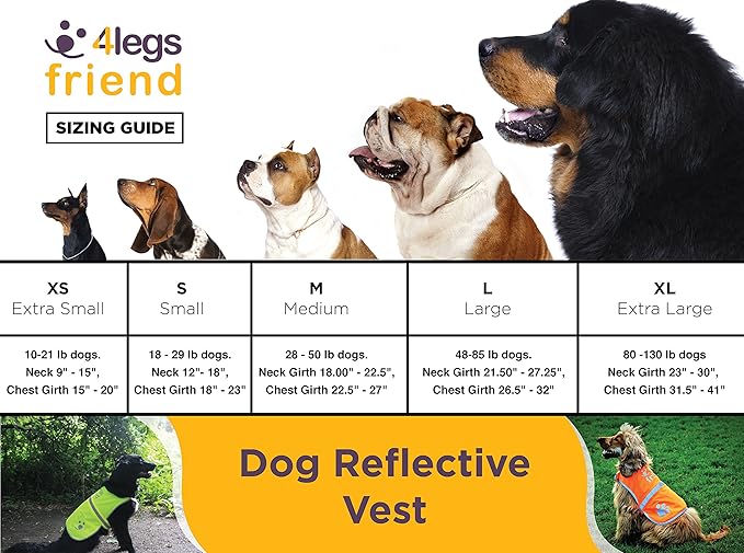 Safety Reflective Vest for Dogs - High Visibility for Outdoor Activity Day and Night, Protect Your Pet from Cars & Hunting Accidents