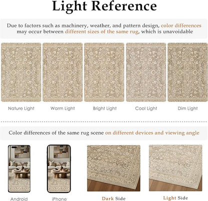 Beige Runner Rug 2x8 Washable Vintage Floral Long Carpet for Hallway Soft Low Pile Non Slip Indoor Accent Rug Retro Distressed Throw Rug for Bathroom Bedroom Laundry Dining Room
