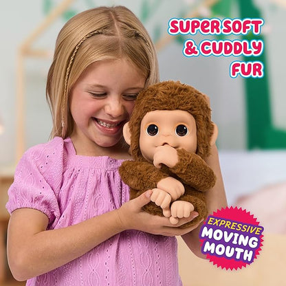 Little Live Pets My Baby Monkey Mango, 50+ Sounds and Reactions, Plush Interactive Monkey Toy Set with Accessories, Interactive Pets for Kids Ages 4+