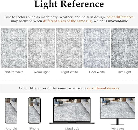 2x6 Runner Rug Washable Vintage Indoor Hallway Carpet Non Slip Grey Bedroom Low Pile Kitchen Distressed Long Retro Accent Throw Rug for Bathroom Dining Laundry Living Room