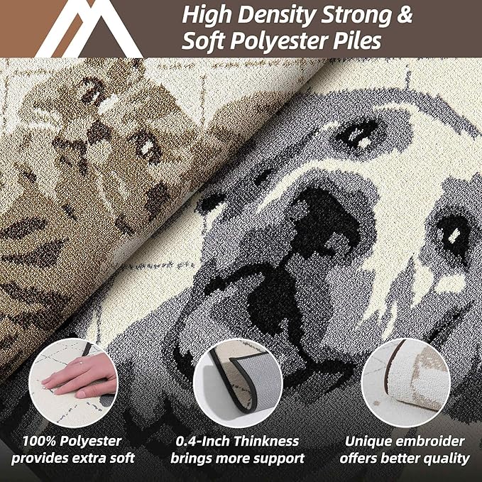 COSY HOMEER Dog Door Mat 24"x36" Dirt Trapper Entryway Rugs Absorbent Funny Welcome Mat Washable Non Slip Entry Rugs,Grey