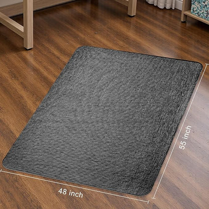 Sycoodeal Office Chair Mat for Hardwood & Tile Floor,Computer Gaming Chair Mat for Rolling Chairs Non-Curve, Anti-Slip, Heavy Duty Floor Protector for Home Office,Dark Black (48" x 55")