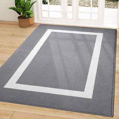 OLANLY Indoor Door Mat, 59x35, Non-Slip Absorbent Resist Dirt Entrance Mat, Washable Low-Profile Inside Entry Doormats for Entryway, Grey
