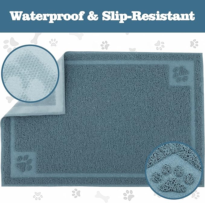 Darkyazi Pet Feeding Mat Large for Dogs and Cats,24"×16" Flexible and Easy to Clean Feeding Mat,Best for Non Slip Waterproof Feeding Mat. (Silver Blue)