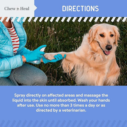Chew + Heal Labs Advanced Hot Spot Treatment Spray for Dogs - 4 oz Medicated Dog Paw Spray for Hotspots - Good for All Breeds - Made in the USA
