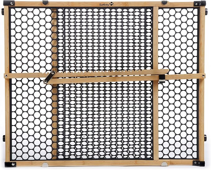 Safety 1st Bamboo Baby Gate for Doorways, No Drill Gate with Door, Dog Gates, Fits 28"-42", 24" High, Bamboo and Black