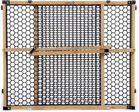 Safety 1st Bamboo Baby Gate for Doorways, No Drill Gate with Door, Dog Gates, Fits 28"-42", 24" High, Bamboo and Black