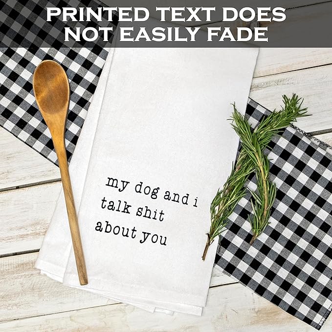 MAINEVENT My Dog and I Talk Shit About You Towel 18x24 Inch, Me and My Talk Sh t About You Kitchen Towel Saying, Funny Dog Kitchen Towels Funny Tea Towel Themed Kitchen Towels Corgi Hand Towel
