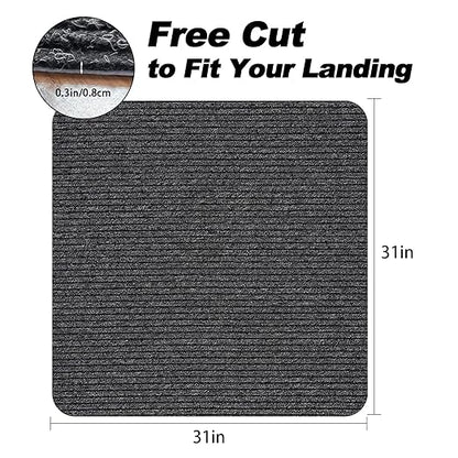 Stair Treads for Wooden Steps, Non-Slip Stair Runner Indoor Outdoor Stair Tread Landing Mats Covers Pads, 31" x 31"Matching Staircase Step Runner for for Elders, Kids and Pets (31" X 31", Grey)