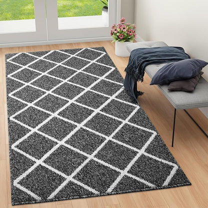 Finchitty Large Indoor Door Mat, Non-Slip Absorbent Resist Dirt Entrance Mat, Easy to Clean Mats for Entryway, Low-Profile Inside Floor Doormat, 59" x 35", Black