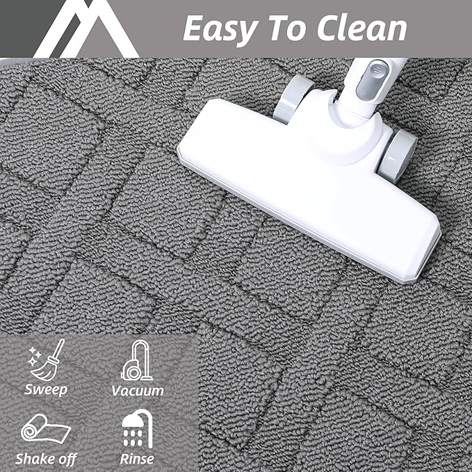 COSY HOMEER Door Mat Indoor Entrance, Non-Slip Absorbent Doormat for Front Door, Low-Profile Entryway Mat for Dirty Paws, Washable Dirt Trapper Mats (20"x32", Grey)