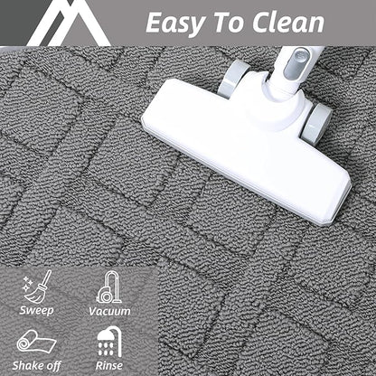 COSY HOMEER Door Mat Indoor Entrance, Non-Slip Absorbent Doormat for Front Door, Low-Profile Entryway Mat for Dirty Paws, Washable Dirt Trapper Mats (20"x32", Grey)