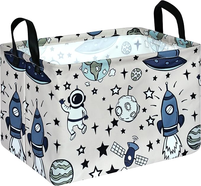 Rec Spaceman Print Box Hamper Storage Basket Collapsible Organizer Bin Gift Shelf Baskets for Home and Kitchen Storage