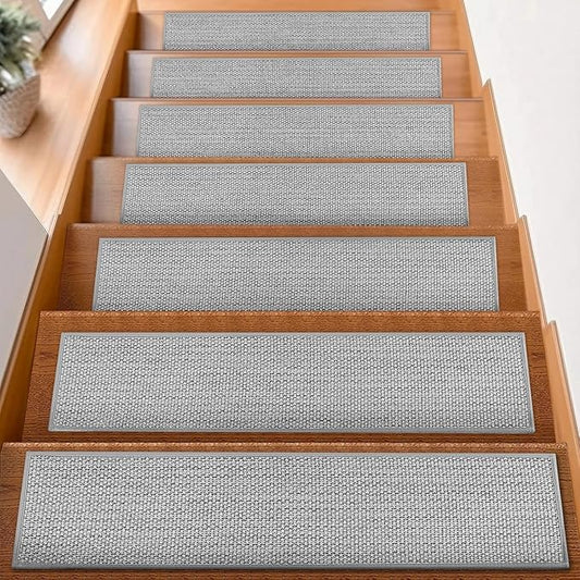 Stair Treads for Wooden Steps Indoor,8" X 30" (15 in Pack) Carpet Stair Treads for Wood Stairs, Machine Washable Stair Runners for Kids Elders and Pets,Grey
