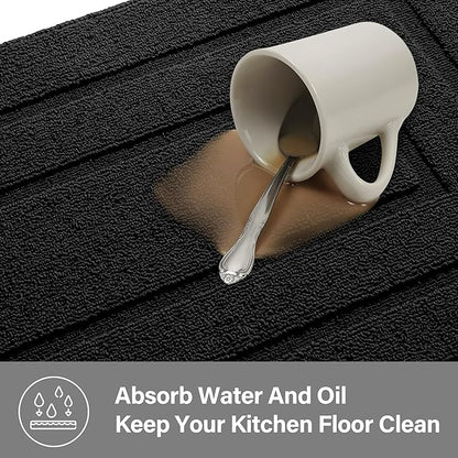 GRANNY SAYS Kitchen Mats for Floor 59 x 20, Resist Dirt Kitchen Rugs Non Slip Washable, Large Rug Runner for Sink Laundry Thick Durable Polypropylene Comfort Standing, Black