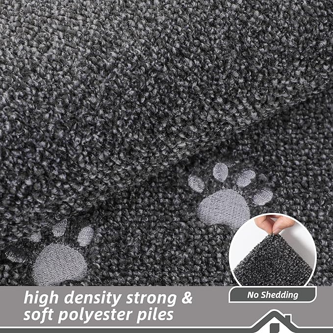 BEQHAUSE Stair Landing Rug Non-Slip 30"x30",Square Stair Landing Mats for Stair Washable,Carpet Stair Treads Matching Mats for Wooden Steps Indoor Landing Rugs Surface Polyester TPE Backing, Charcoal