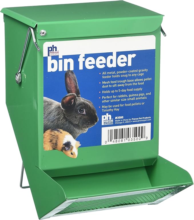 Prevue Pet Products Green Metal Small Animal Bin Feeder 3500, 7 1/8 x 3 7/8"
