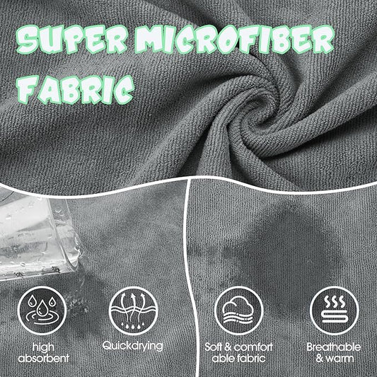 Super Absorbent Dog Bathrobe, Microfiber Bath Robe Towel for Fast Drying, Cozy Fit, Adjustable Belly Strap, Unique Dinosaur Design Dog Drying Coat for Bath, Rainy Walks & Cold Weather