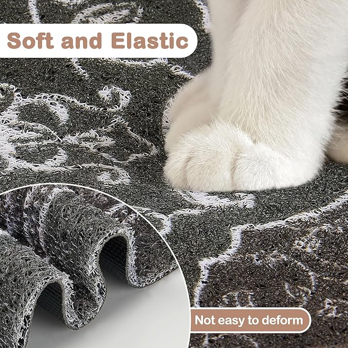 Glittme 2PCS Cat Litter Mat with Non-Slip Bottom Litter Box Mat 33"X22" Litter Trapping Mat Easy to Clean Washable Cat Food Mat for Kitty,L