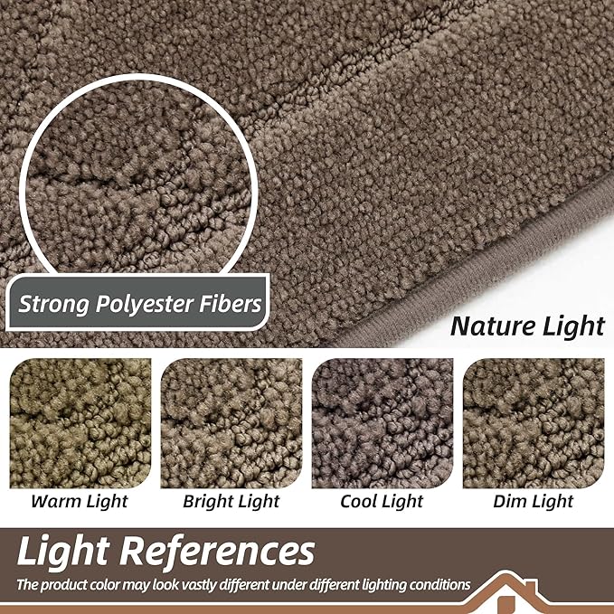 BEQHAUSE Dirt Trapper Door Mat 24" x 36", Doormat Non-Slip Entryway Rugs Washable, Dog Door Mat Stain Resistant and Absorbent Welcome Floor Mat for Front Back Door, Mud Wet Shoes & Paws, Light Brown