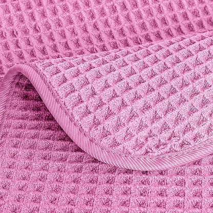 POLYTE 430 GSM Microfiber Lint Free Hand Towel, 16 x 30 in, 4 Pack (Waffle Weave)