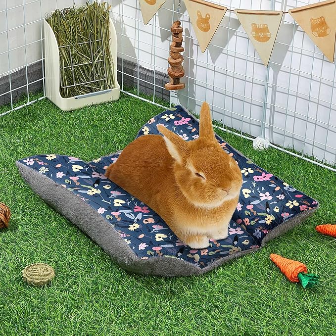 Rabbit Bed 15"X14"Thickened and Soft Bunny Bed Washable Cuddle Cushion Plush Mat Double-Sided Plush Small Pet Flop Mat Cotton Pillow for Rabbit
